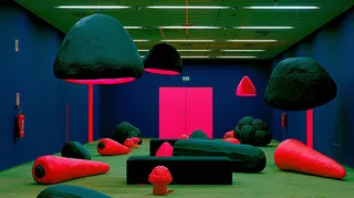 weightless marzipan vegetables hibernate through an abandoned airport, during a violet electrical storm · Variant 4 preview