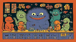 Cheerful Monster Hosting A Late-Night Community Radio · Variant 3 preview