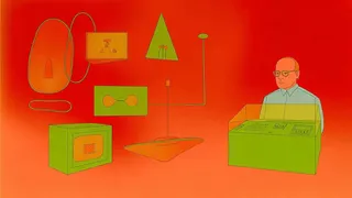 Quirky Bespectacled Man Amid Floating Shapes Study 1 · Variant 4 preview