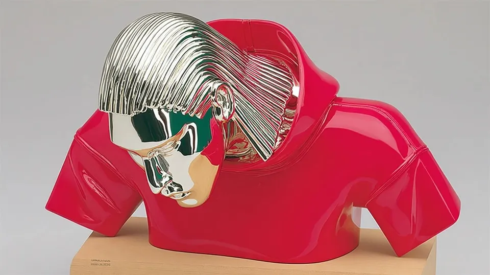Chrome Bust With Braided Metal Hair In preview