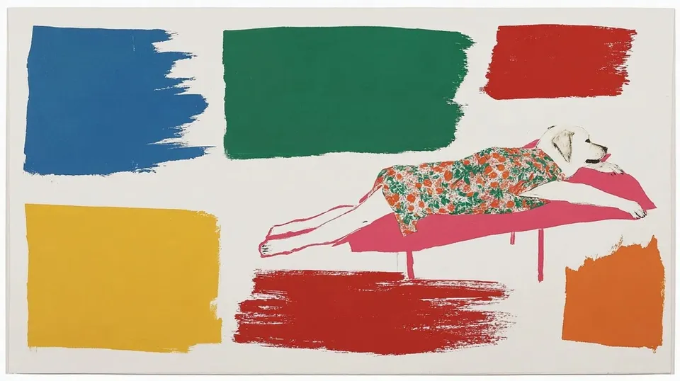 Sunbathing Dog On A Flamingo Float Drifts · Variant 1 preview