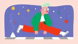 Green-Haired Dreamer On A Checkerboard Night Path preview