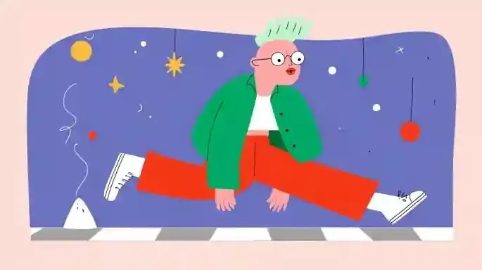Green-Haired Dreamer On A Checkerboard Night Path preview
