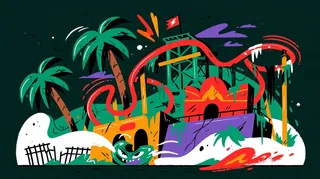 an abandoned seaside amusement park slowly disappearing into morning mist preview
