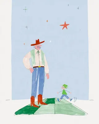 Kindly Cowboy Painted In Soft Watercolor Stands preview