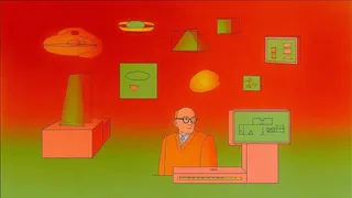 Quirky Bespectacled Man Amid Floating Shapes Study 2 preview