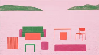 Tiny Geometric Motel Lobby Opening Onto An · Variant 1 preview