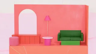 Tiny Geometric Motel Lobby Opening Onto An · Variant 2 preview