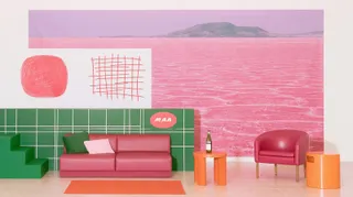 Tiny Geometric Motel Lobby Opening Onto An · Variant 4 preview