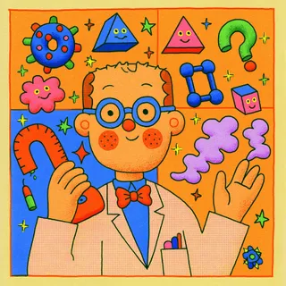 Cheerful Bespectacled Scientist In A Four-Panel Retro · Variant 4 preview