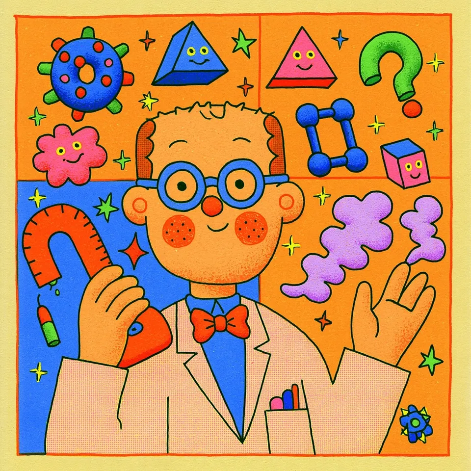 Cheerful Bespectacled Scientist In A Four-Panel Retro · Variant 4 preview