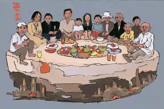 Multigenerational Picnic On A Floating Island Above · Variant 1 preview