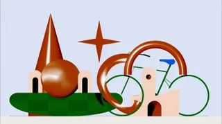 Celestial Bicycle Courier Crossing A Floating Checkerboard · Variant 4 preview