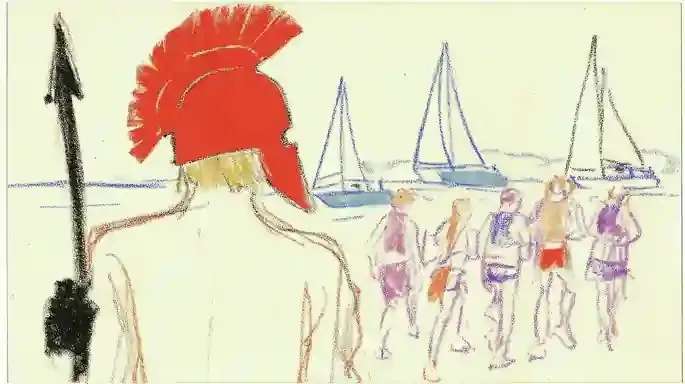 Ancient Warrior With Red-Crested Helmet And Spear Study 2 · Variant 3 preview