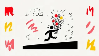 Roller-Skating Florist Carrying An Oversized Bouquet Through · Variant 2 preview