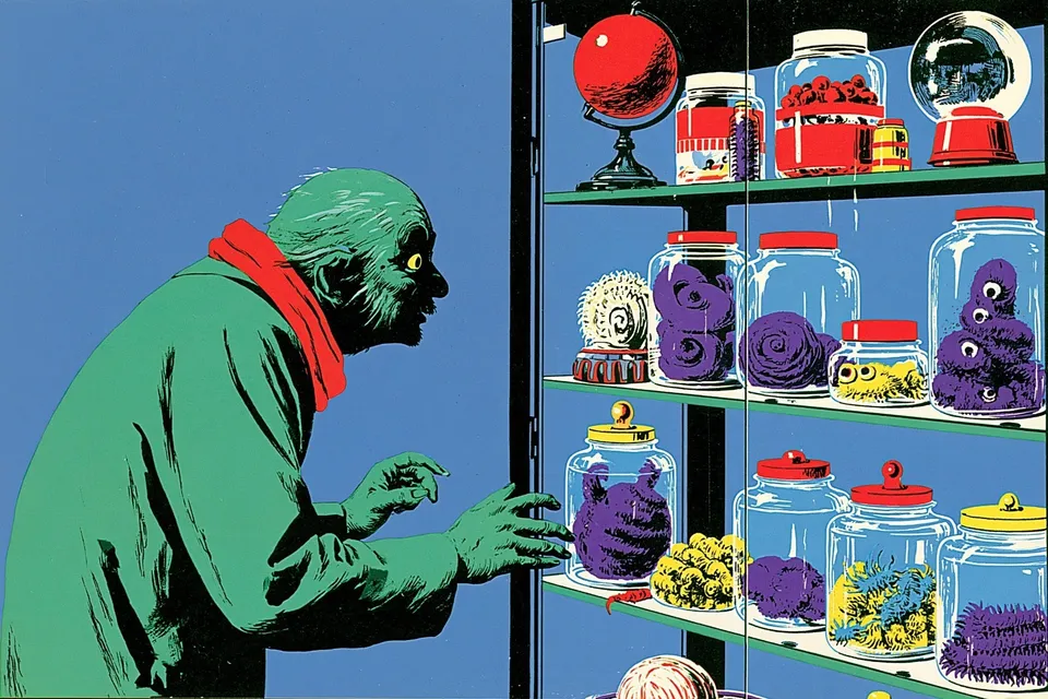 Kindly Green Librarian-Monster Cataloging A Cabinet Of · Variant 2 preview