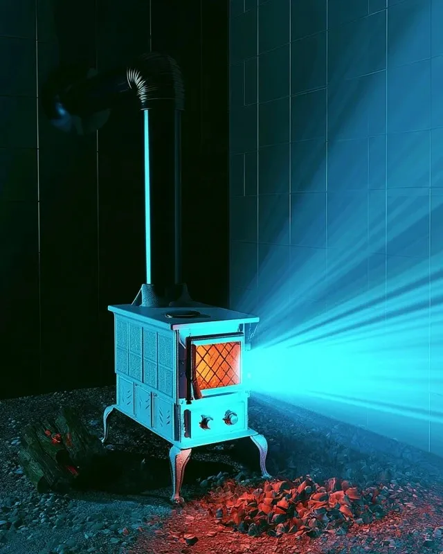 Compact Cast-Iron Wood Stove With Enamel Door preview