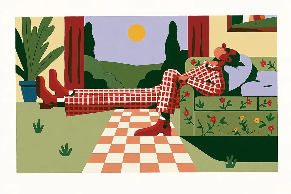 Sunlit Figure In Checked Pajamas Dozes On · Variant 1 preview