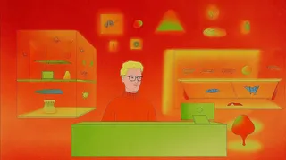 Quirky Bespectacled Man Amid Floating Shapes Study 4 preview