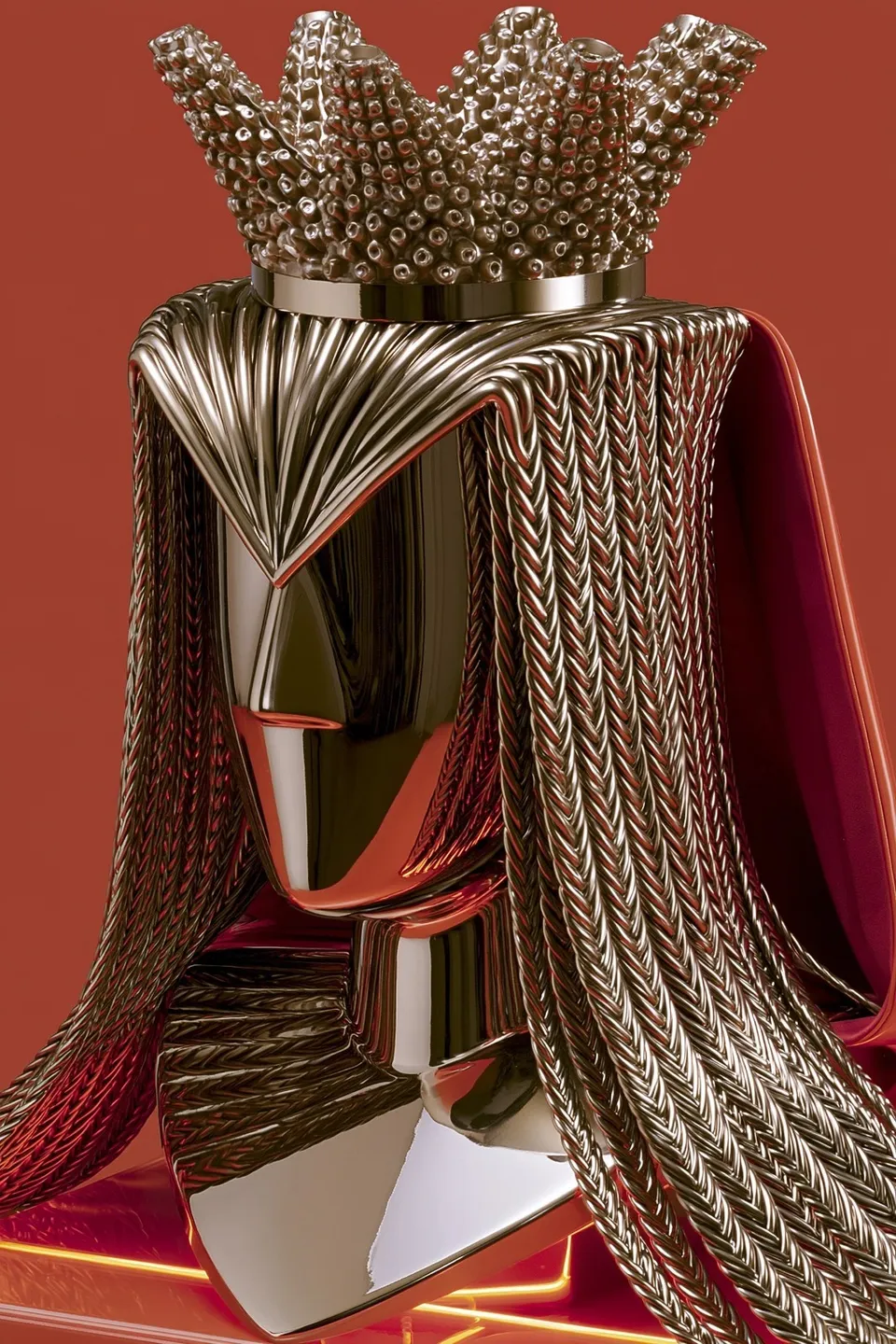 High-Fashion Bust Pairs A Sculptural Coral Crown · Variant 4 preview
