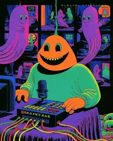 Cheerful Monster Hosting A Late-Night Community Radio · Variant 2 preview
