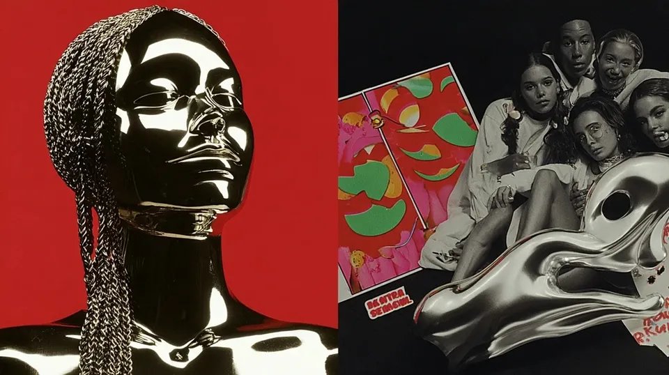 Gleaming Robot Bust With Braided Metal Hair · Variant 2 preview