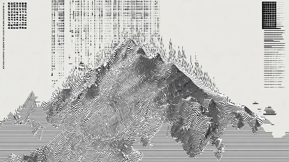Monochrome Mountain Dissolving Into Contour Lines · Variant 3 preview