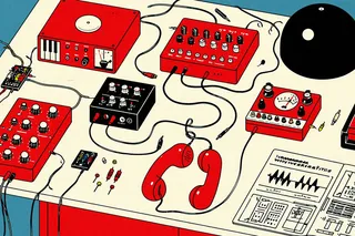 a tabletop inventor's workshop filled with peculiar analog instruments, wires and handwritten diagrams preview