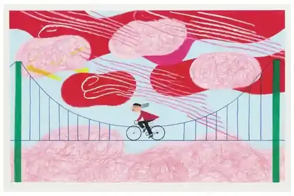 Lone Cyclist Crossing A Windswept Suspension Bridge Study 2 · Variant 1 preview