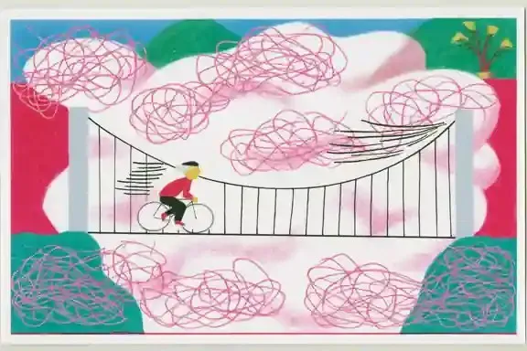 Lone Cyclist Crossing A Windswept Suspension Bridge Study 2 · Variant 2 preview