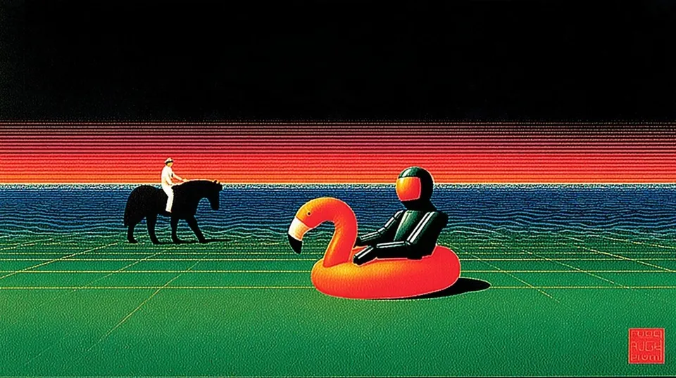 Lone Rider On Horseback Trotting Across Green · Variant 3 preview