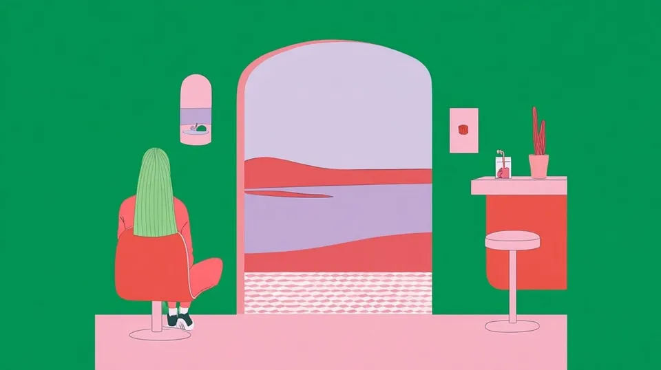 Tiny Geometric Motel Lobby Opening Onto An · Variant 2 preview