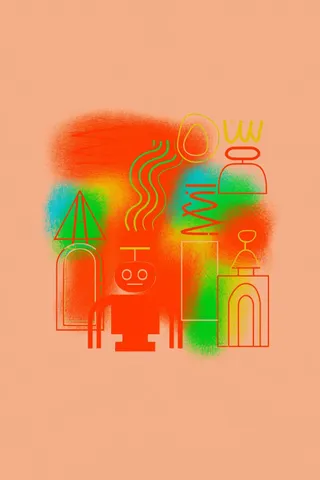 Cheerful Crayon Drawing Of A Friendly Robot Study 2 preview